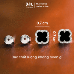 Alternative view of Bông Tai Bạc Cỏ 4 Lá Đá Đen Bạc 925 Không Gỉ - Moa Jewel MB0008
