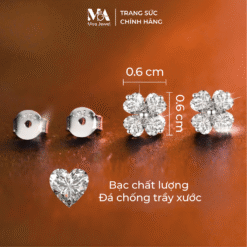Alternative view of Bông Tai Bạc Hoa 4 Cánh Đính Đá Bạc 925 Không Gỉ - Moa Jewel MB0005