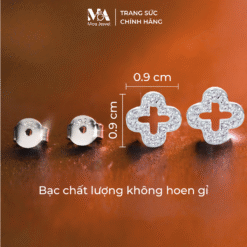 Alternative view of Bông Tai Bạc Cỏ 4 Lá Đá Trắng Bạc 925 Không Gỉ - Moa Jewel MB0006