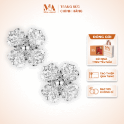 Bông Tai Bạc Hoa 4 Cánh Đính Đá Bạc 925 Không Gỉ - Moa Jewel MB0005