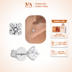 Bông Tai 1 Hột Đá 0.6cm Bạc 925 Không Gỉ - Moa Jewel