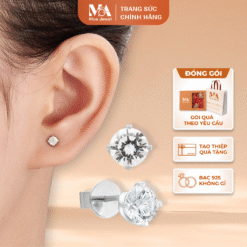 Bông Tai 1 Hột Đá 0.4 cm Bạc 925 Không Gỉ - Moa Jewel