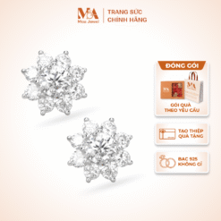 Bông Tai Bạc Hoa Tuyết Đính Đá Bạc 925 Không Gỉ - Moa Jewel MB0007